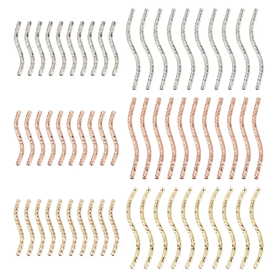 BENECREAT Perles Tube Nouilles Incurvées 20/30 mm 3 Coloris x60