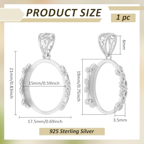 BENECREAT 925 plateau pendentif argent ovale 15x19mm