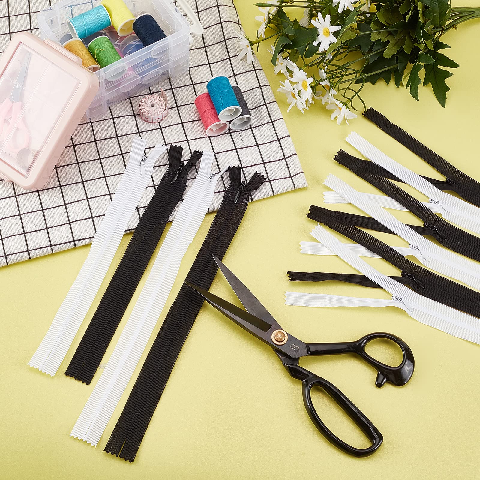 BENECREAT Fermeture Éclair Nylon Noir Blanc 8 Tailles x48
