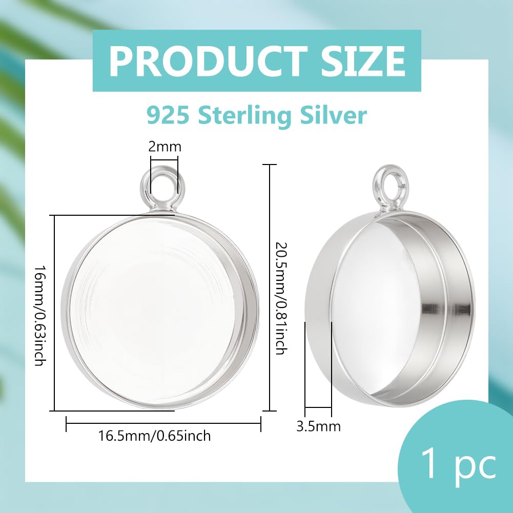 BENECREAT 925 pendentif rond 16mm argent platine boucle
