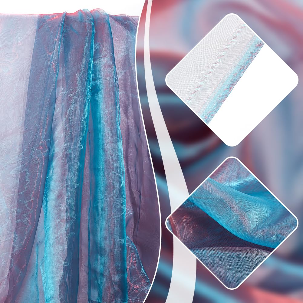 BENECREAT Tissu Organza Bicolore Bleu 3m x 150cm Léger