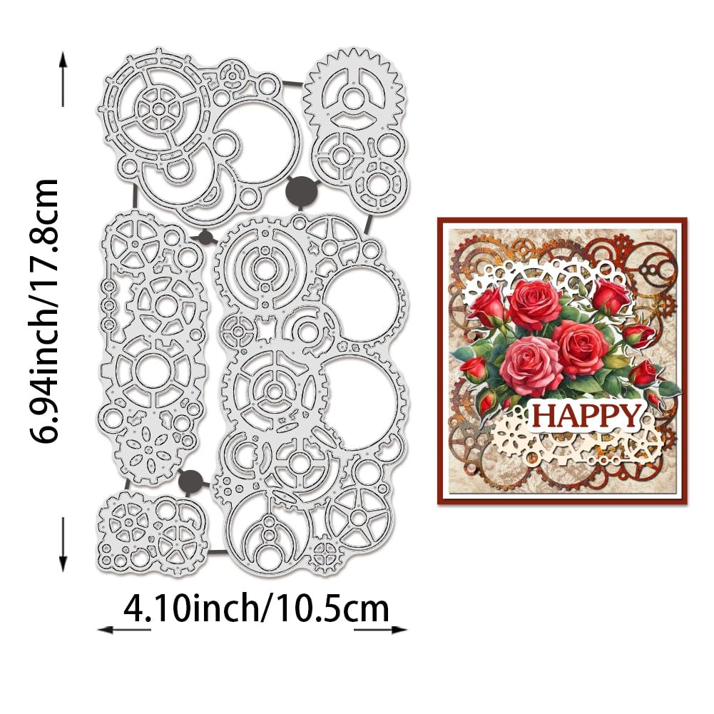 BENECREAT Punk Gears dies de découpe engrenages acier 10,5x17,8cm