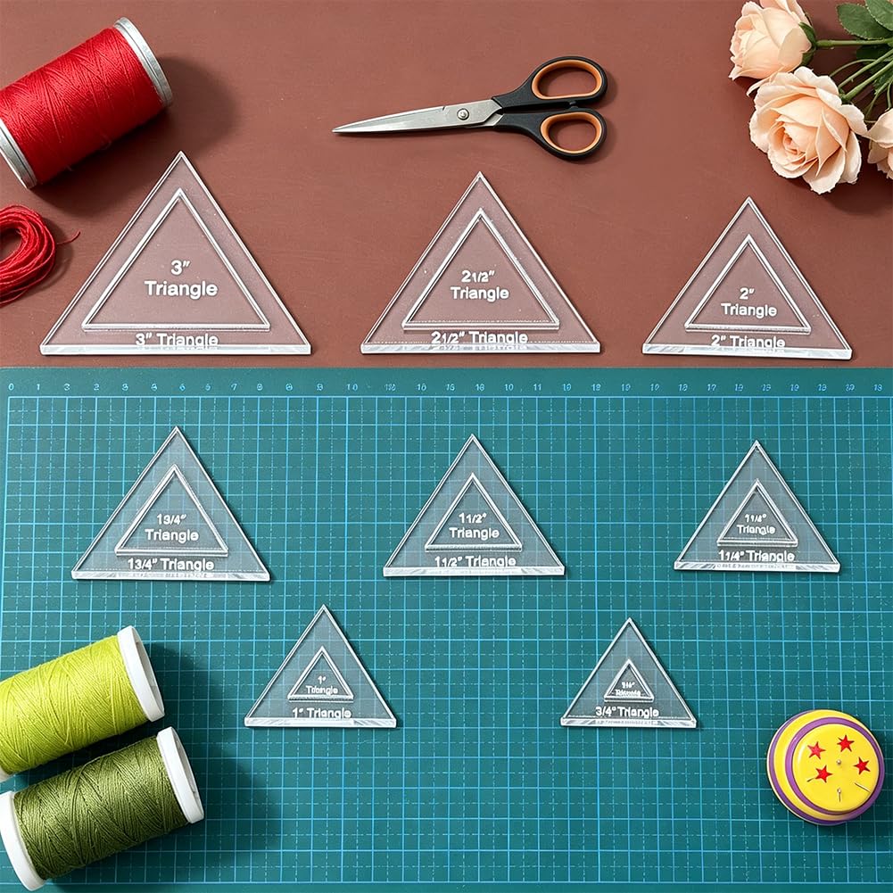 BENECREAT triangle gabarit patchwork acrylique 6mm 16 pièces
