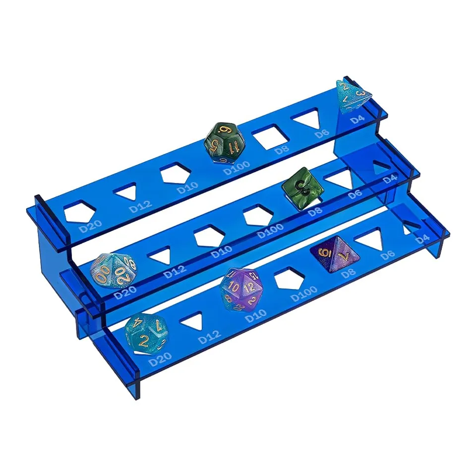 BENECREAT Présentoir Dés Polyédriques Acrylique Bleu 3 Niveaux
