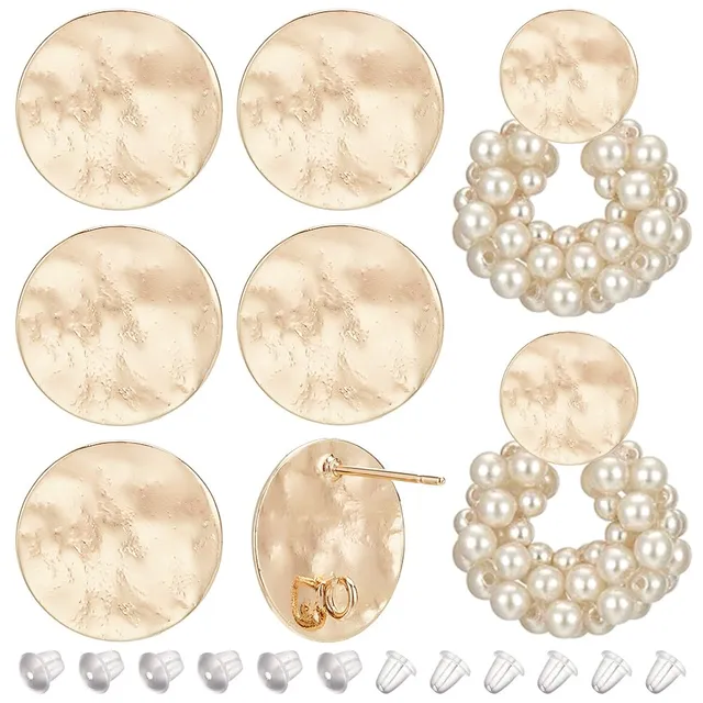 BENECREAT Clous Oreilles Rond Martelé Doré 15mm x12
