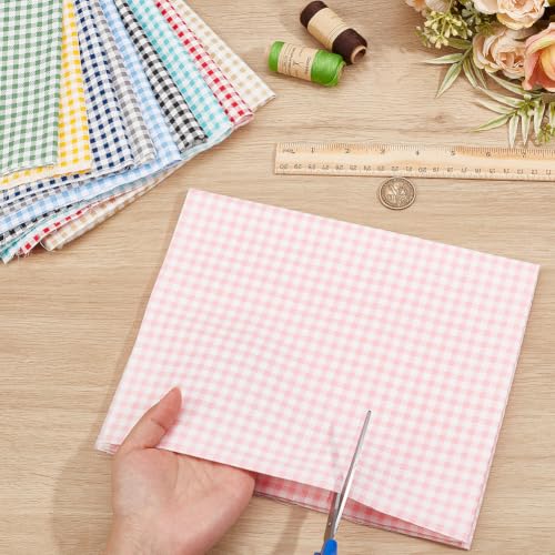 BENECREAT coupon tissu coton vichy tartan 80x50 cm lot de 10