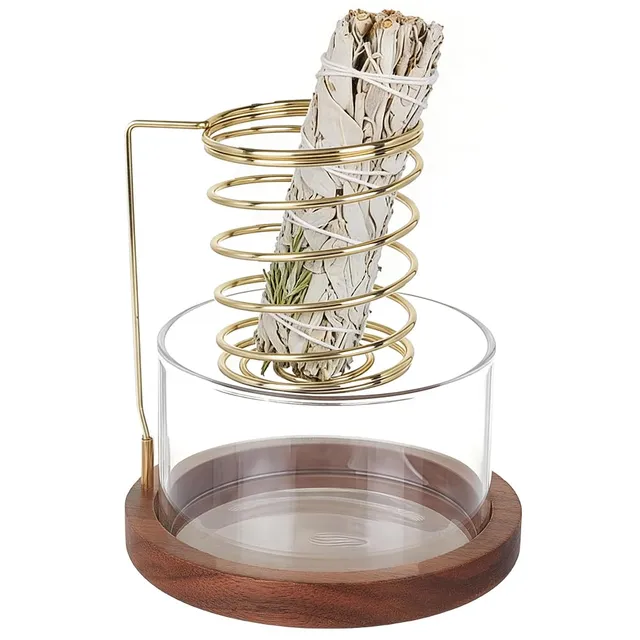 BENECREAT porte-encens verre noyer brun noix