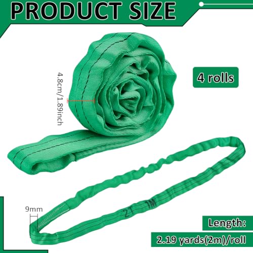 BENECREAT Sangle Levage Ronde 2m Verte Polyester 4pcs