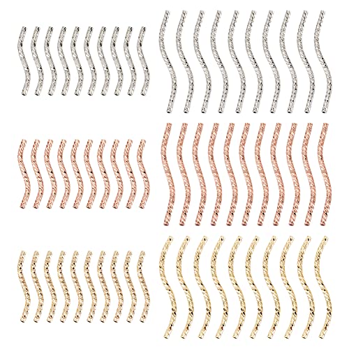 BENECREAT Perles Tube Nouilles Incurvées 20/30 mm 3 Coloris x60