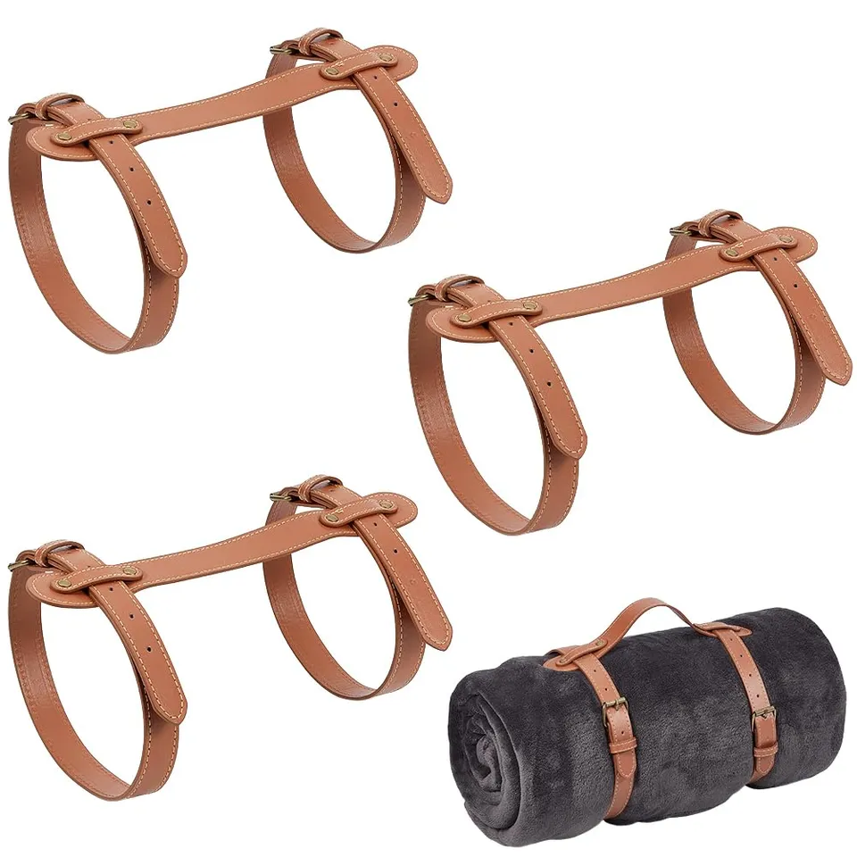 BENECREAT sangle transport cuir PU marron 3 pièces réglable