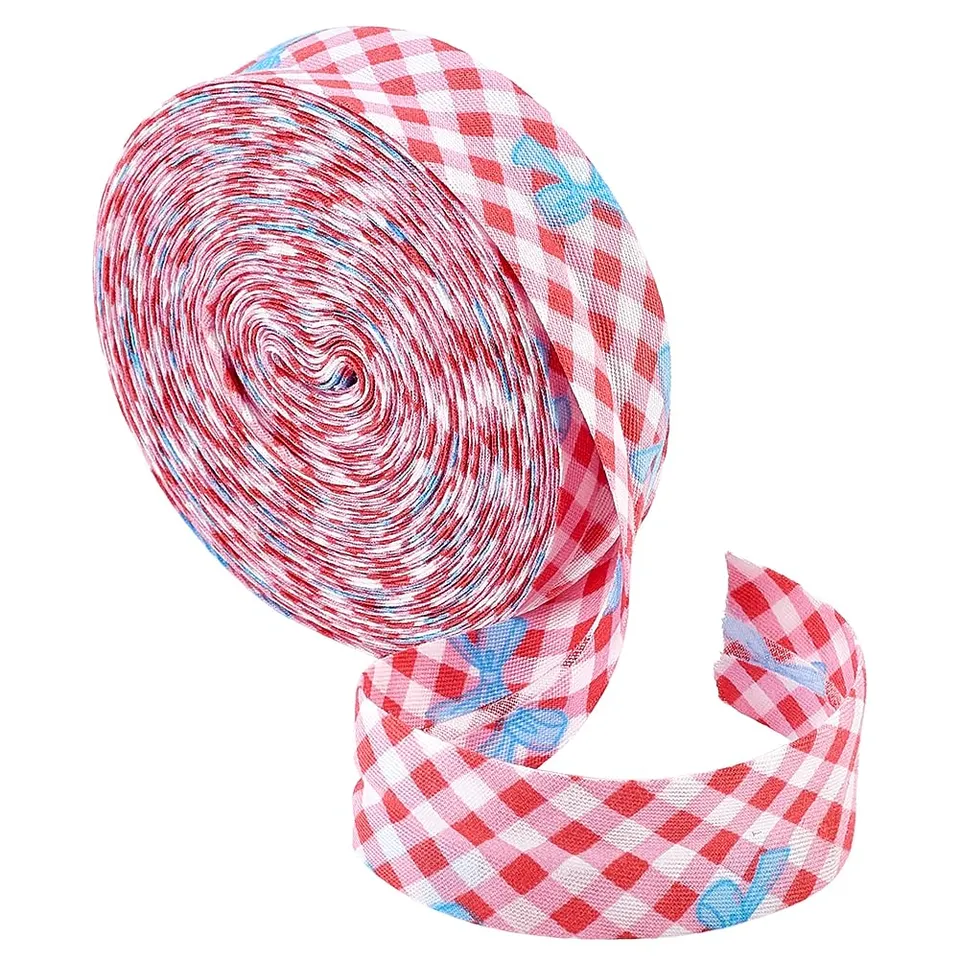 BENECREAT ruban de biais rayures corail clair 10 m 20 mm coton