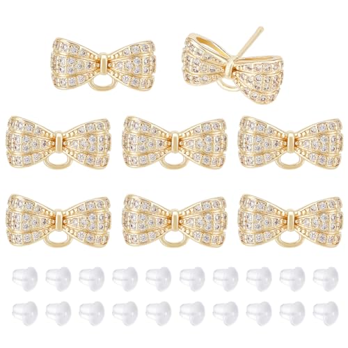 BENECREAT Clous boucle d'oreille zircon or 14K lot 8 doré