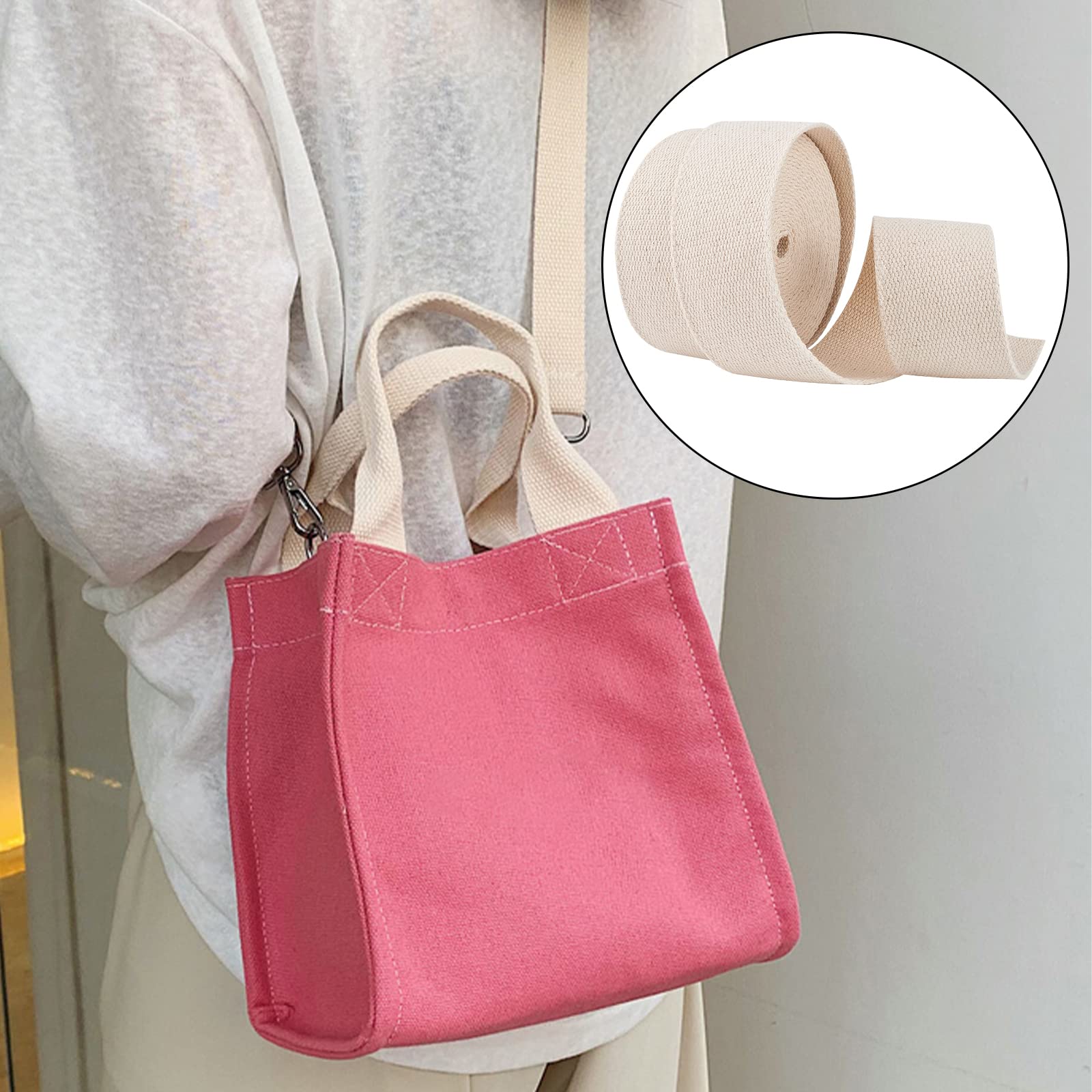 BENECREAT Ruban Sergé Sangle Coton Beige 5m x 50mm