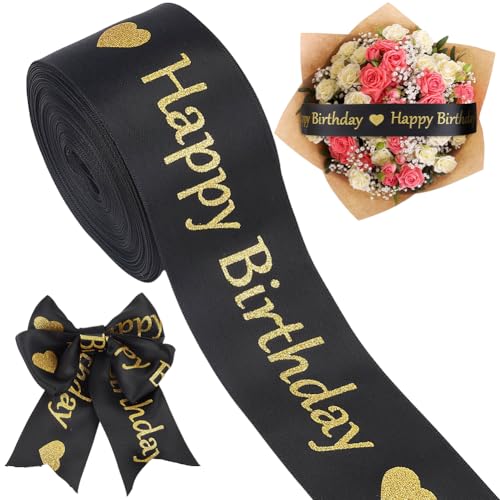 BENECREAT Ruban anniversaire noir 50mm 13,72m pailleté