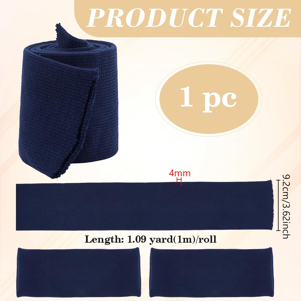 BENECREAT tissu bord-côte coton bleu nuit 100x9,2 cm