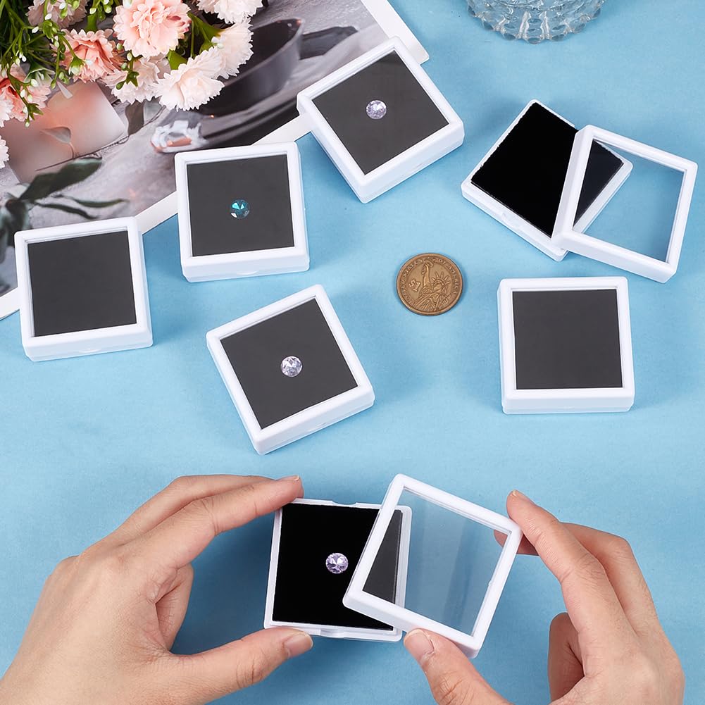 BENECREAT Boîte Présentation Pierres 12 pcs boîte bijoux verre blanc