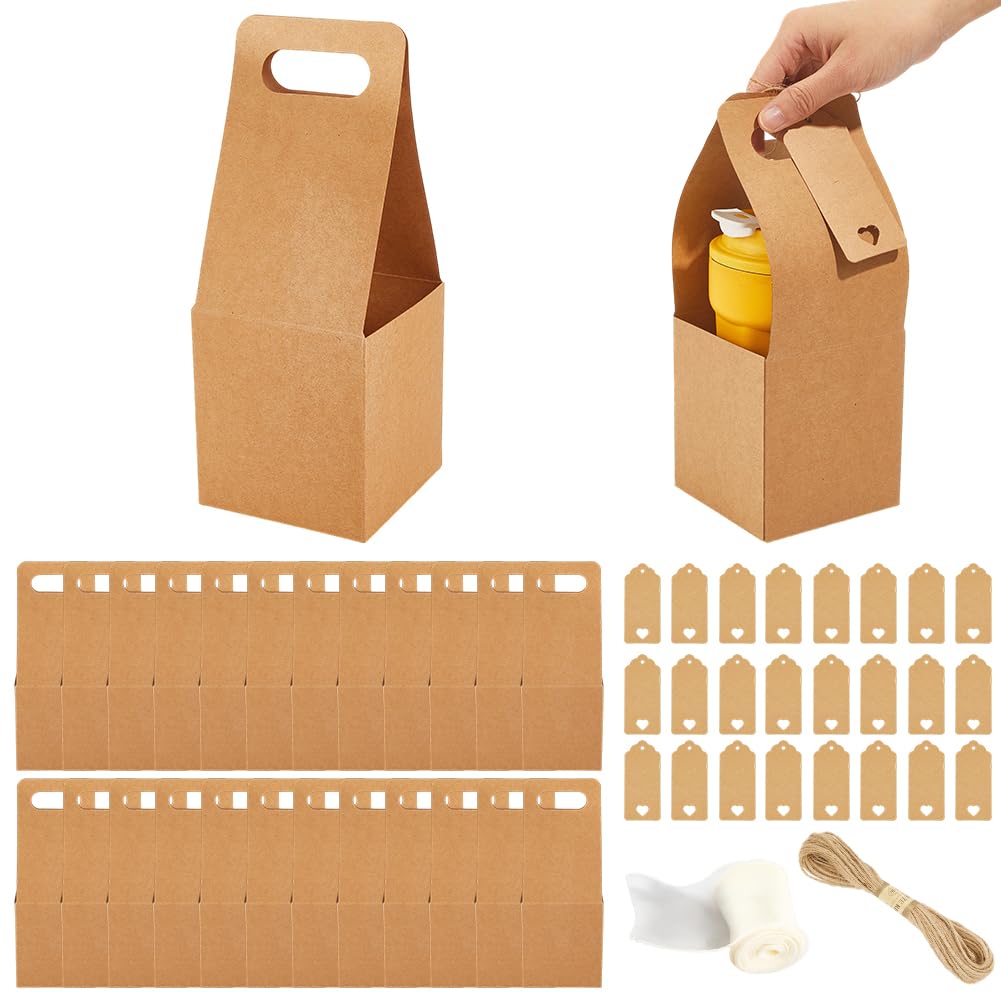 BENECREAT Porte-Gobelets Papier Kraft Poignée x24 Trou 8cm