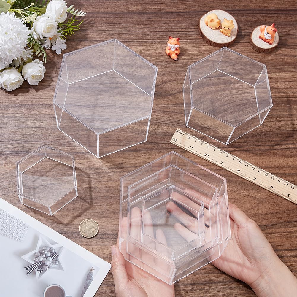 BENECREAT présentoirs bijoux hexagone acrylique 6 pièces
