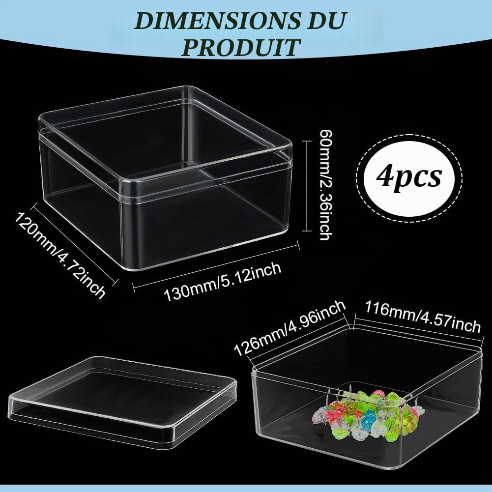 BENECREAT Boîtes acrylique transparentes 12cm x4