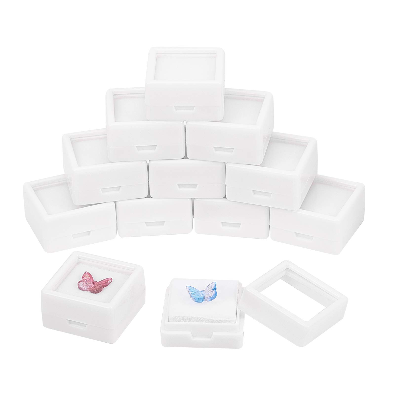 BENECREAT boîte bijoux blanc 7x7x2cm lot 6 éponge
