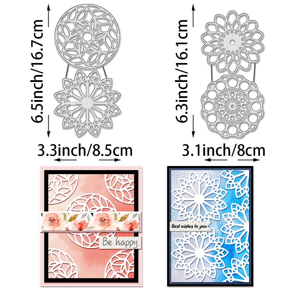 BENECREAT Fond Circulaire matrices découpe métal 4 pcs fleurs