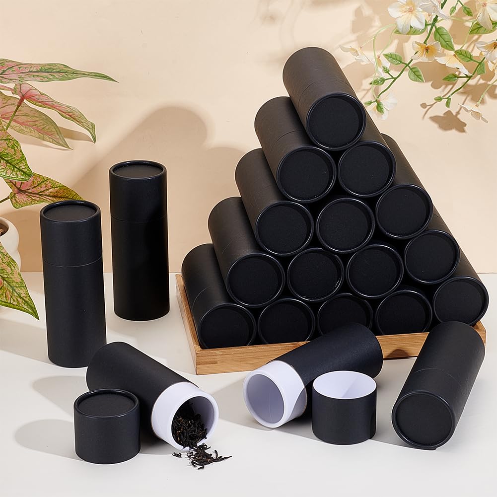 BENECREAT Tubes Carton Kraft Noir 100ml Lot 20 Couvercle