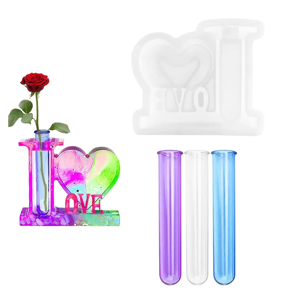 Cayway Moule Résine Vase Cadre Photo 13,6 cm + 3 Tubes
