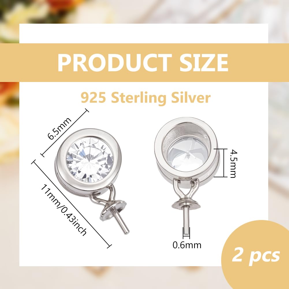 BENECREAT Bélière Vis Argent 925 Zircon Lot de 2