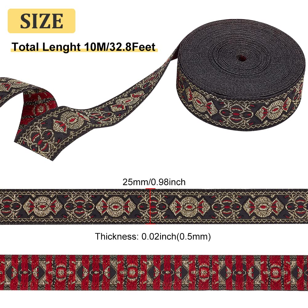 BENECREAT Ruban Jacquard Vintage Noir 25mm 10m