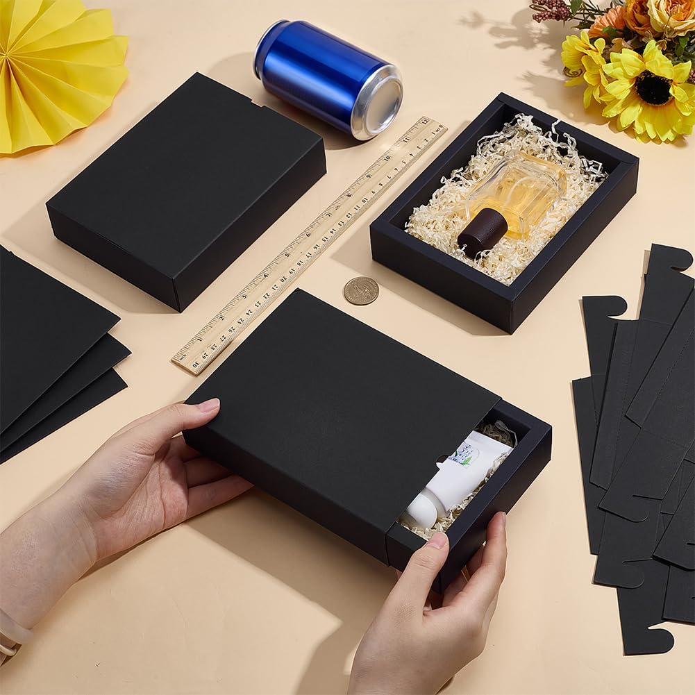 BENECREAT Boîtes Tiroirs Papier noires 20pcs 17,5x13x4cm