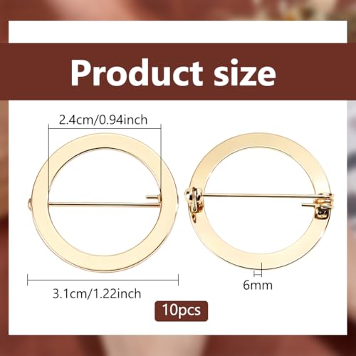 BENECREAT Broche cercle doré 31mm lot de 10