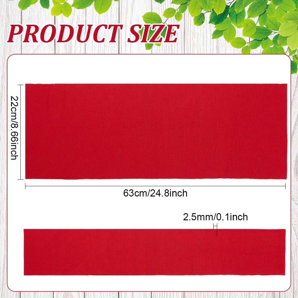 BENECREAT Tissu Bord Côte Rouge 22x63cm Élastique Couture