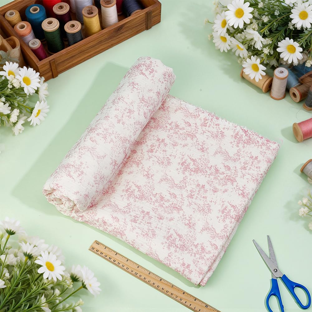 BENECREAT double gaze tissu coton 3m fleurs pecher encre