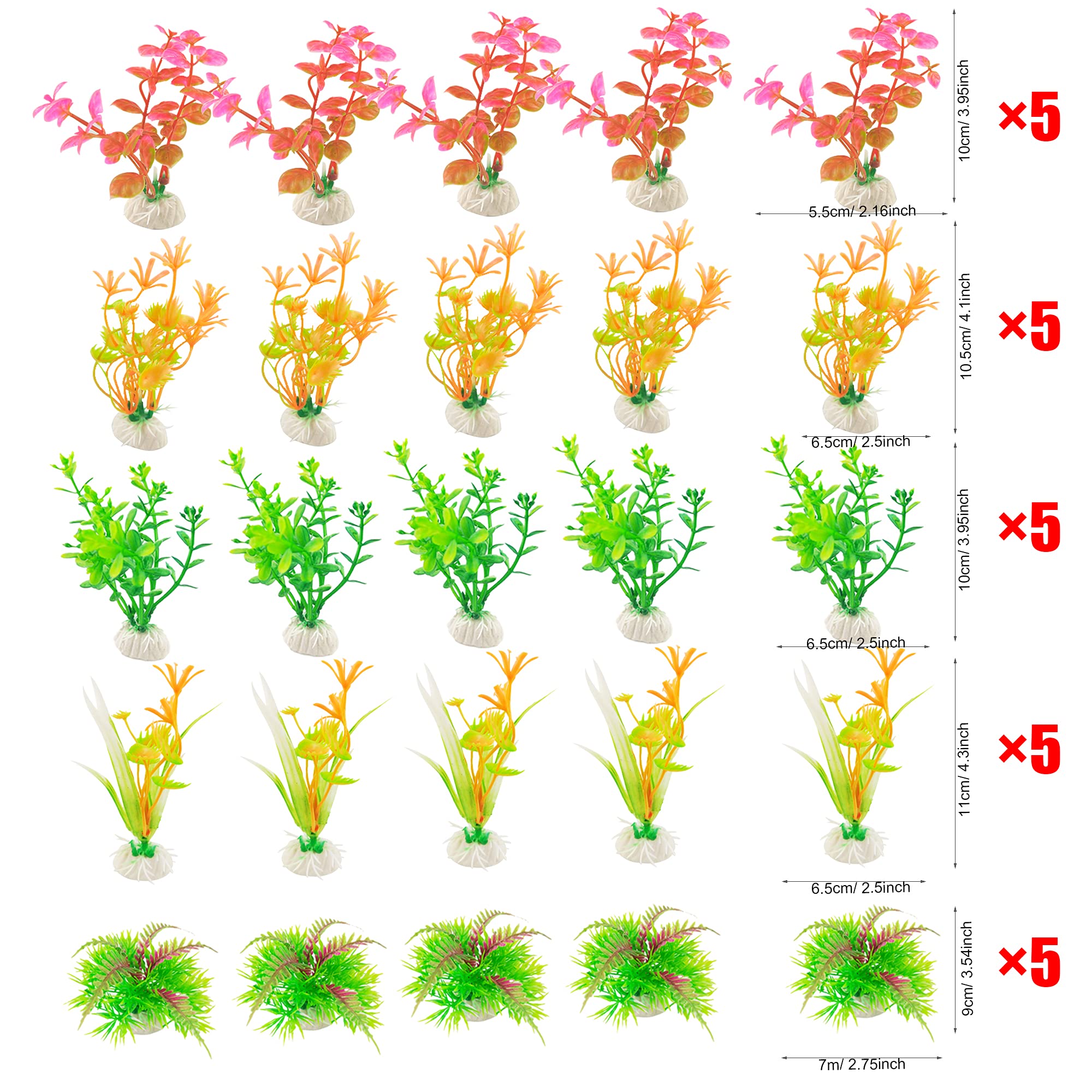 Cayway Plantes Artificielles Aquarium 27 pcs 7-18 cm