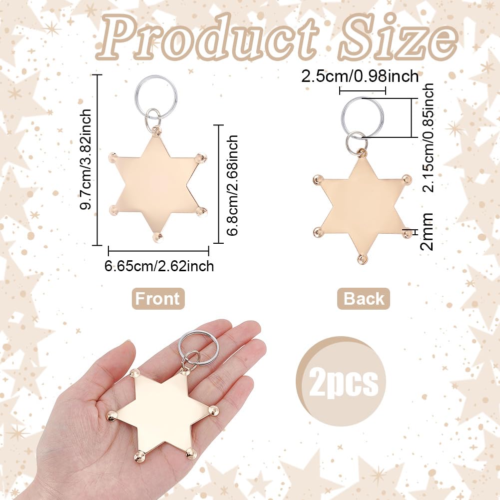 BENECREAT Badge shérif doré étoile 97mm lot de 2