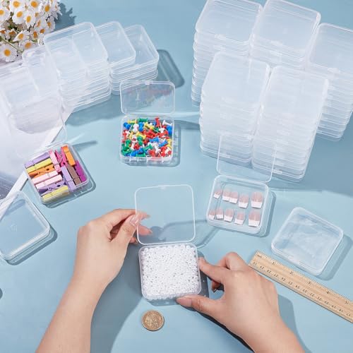 BENECREAT Boîte Rangement Carrée Transparente 120pcs 7,2cm