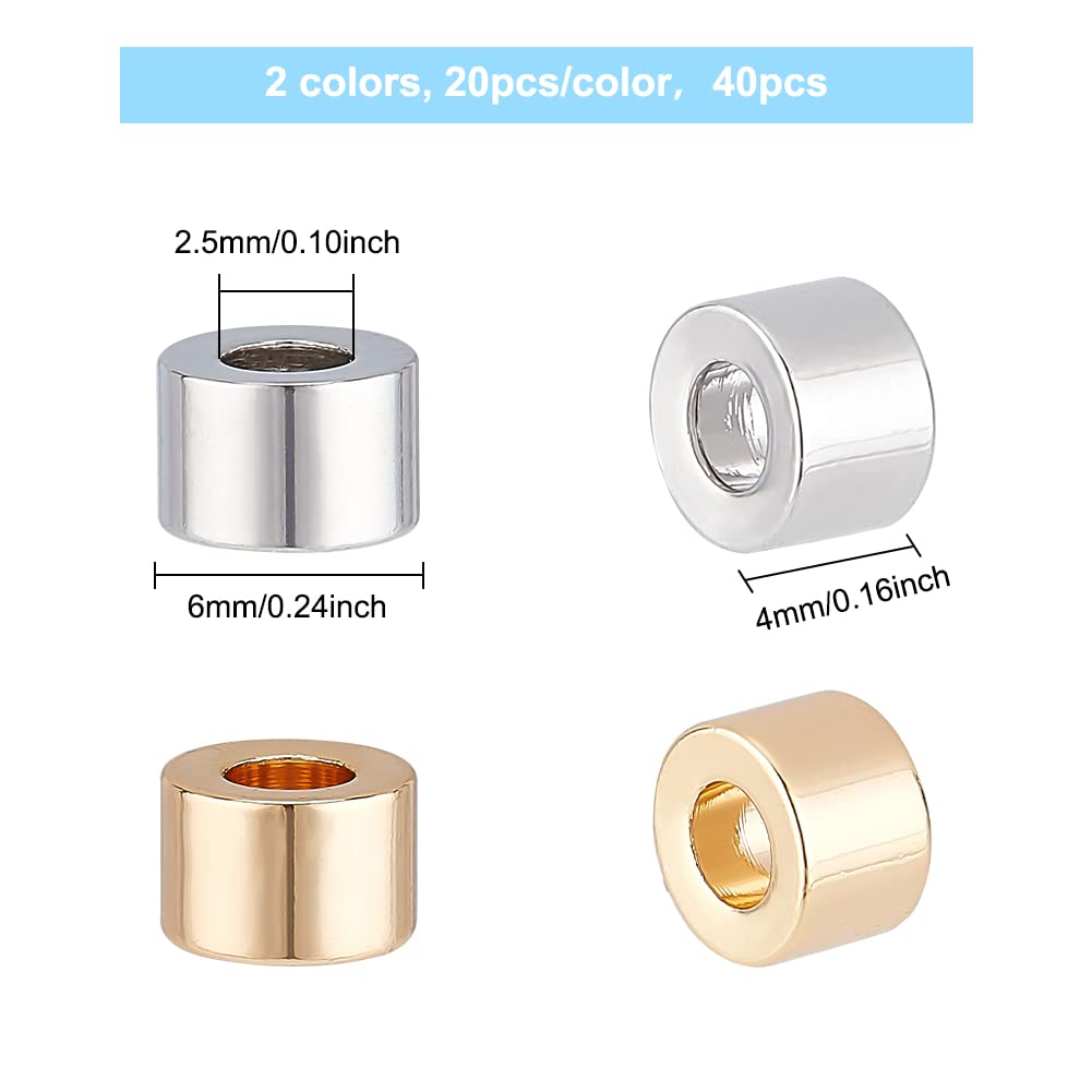 BENECREAT 40 perles intercalaires colonne 6x4 mm doré