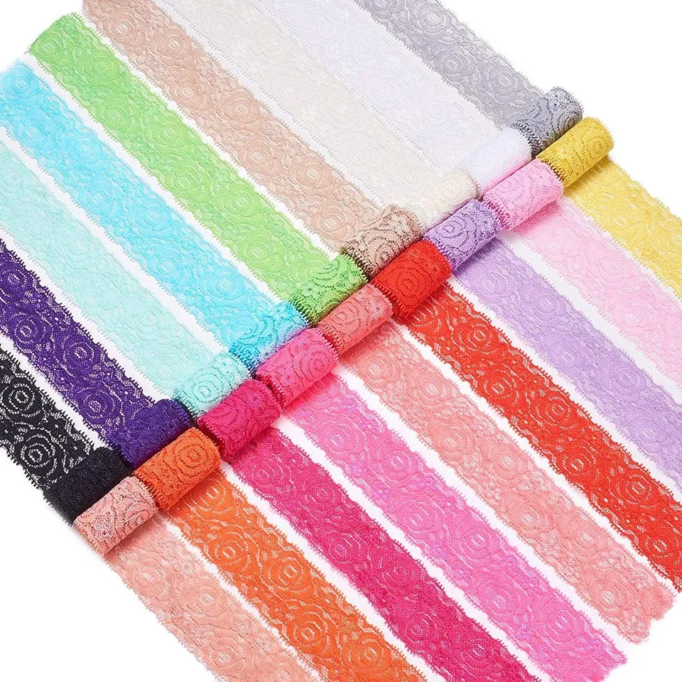 BENECREAT 18 Couleurs Ruban Dentelle Élastique 40mm 18 Yards