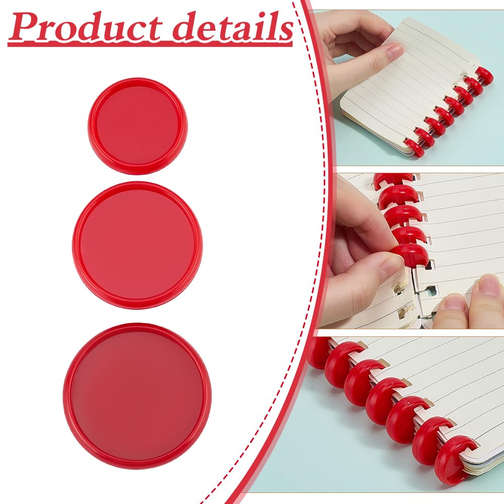BENECREAT Disques Reliure Plastique Rouges 33pcs 15.5/21/24mm
