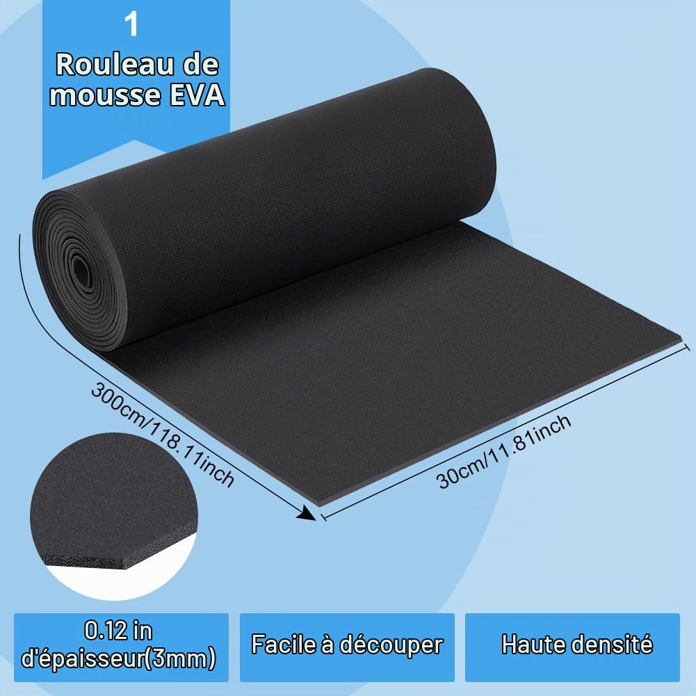 BENECREAT Mousse EVA Noire Rouleau 300x30cm 4mm Cosplay