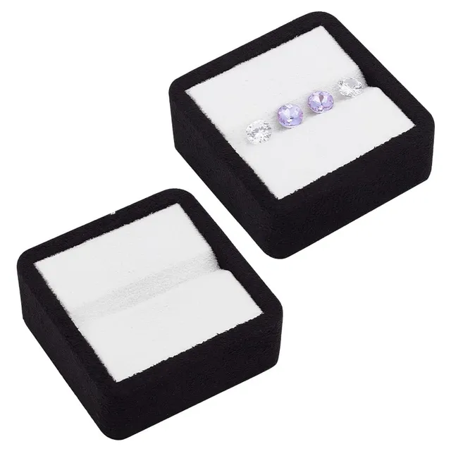 BENECREAT 2 écrins velours pierres 6,3 cm noir
