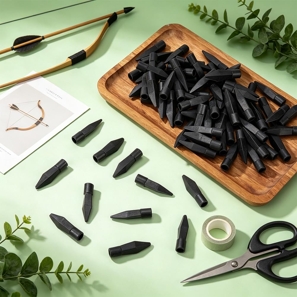 BENECREAT Pointes de Flèche Caoutchouc Noir 8mm Lot de 80