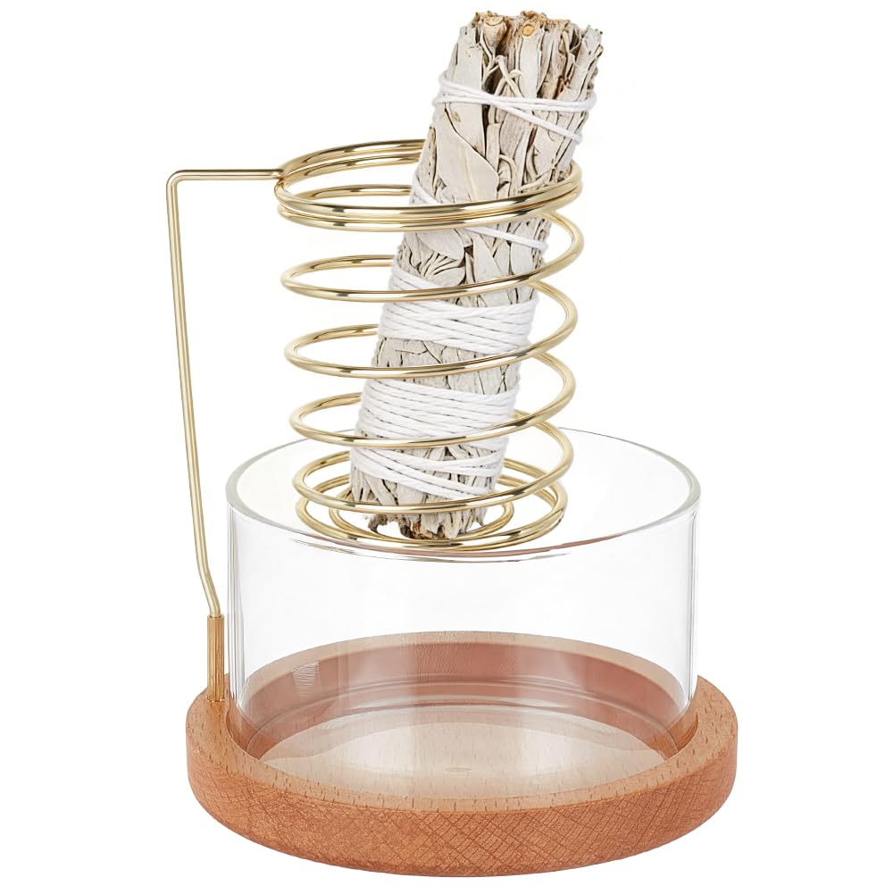 BENECREAT porte-encens verre noyer brun noix