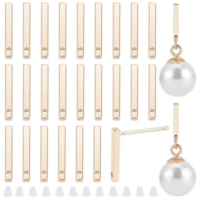 BENECREAT tiges boucles rectangulaires dorées 30 pcs