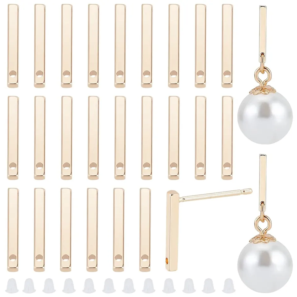 BENECREAT tiges boucles rectangulaires dorées 30 pcs