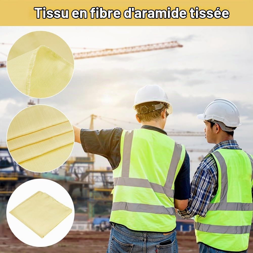 BENECREAT tissu Kevlar aramide jaune 1x1m résistant coupure
