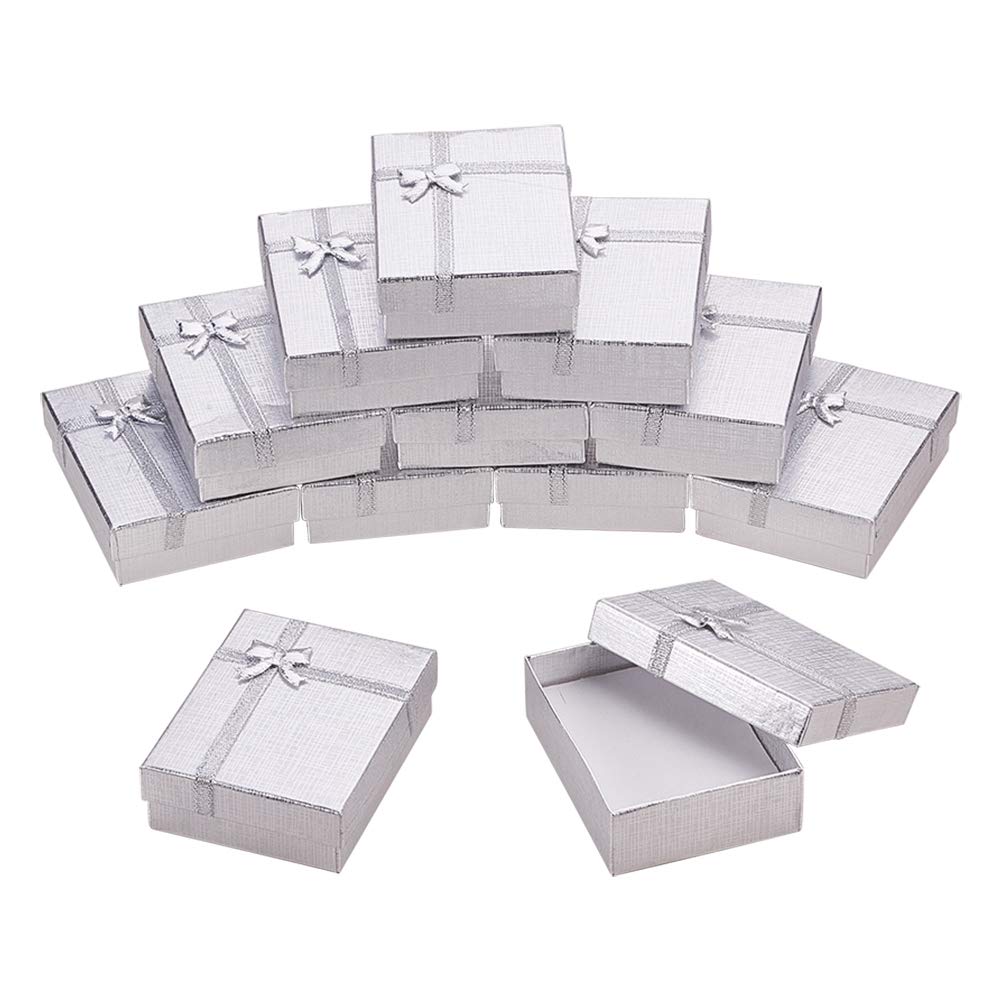 BENECREAT lot 12 boîtes bijoux 89x68mm 4 couleurs