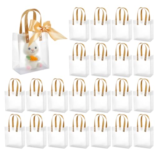 BENECREAT sac cadeau transparent lot 12 avec poignées 15cm