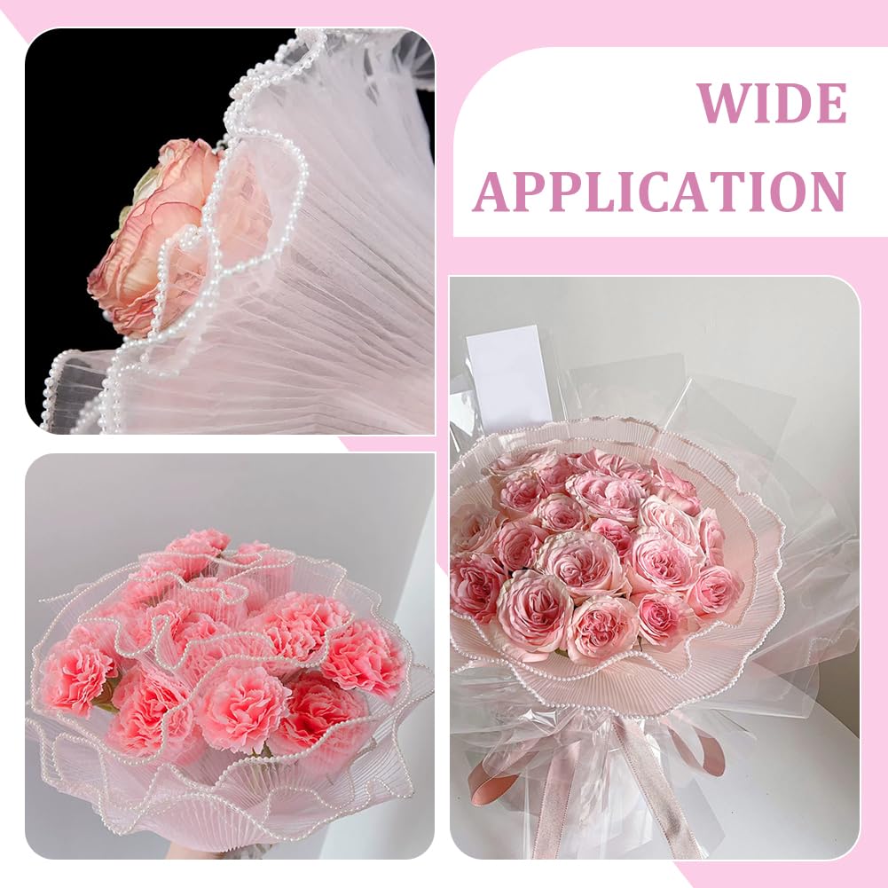 BENECREAT papier emballage fleurs rose perlé 4 m