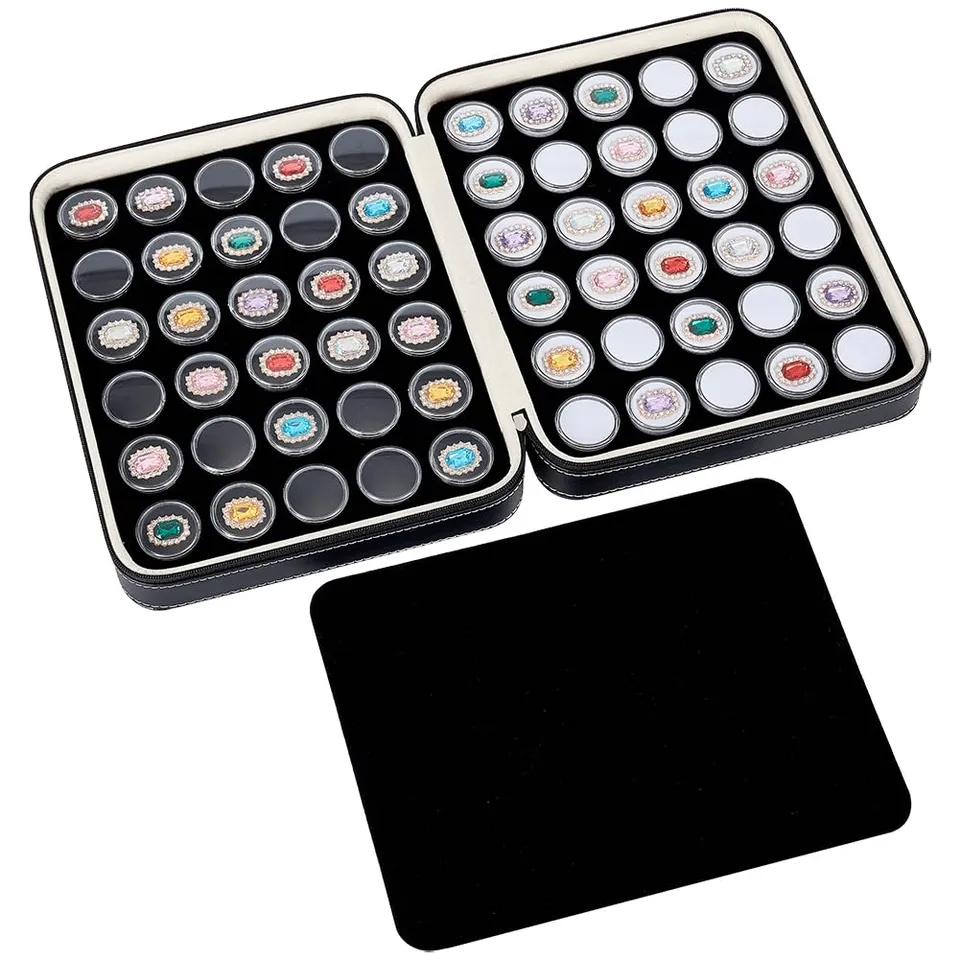 BENECREAT Diamant boîte bijoux ronde 60 pcs verre